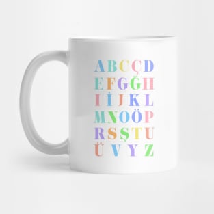 Children's Turkish Alphabet Chart, Turkey Language Chart, Pastel Mug